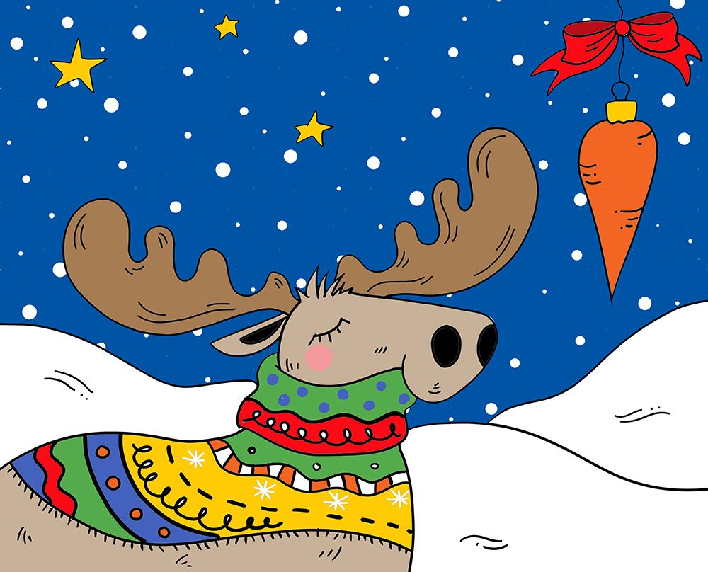 Holiday Moose art print by Deidre Mosher for $57.95 CAD