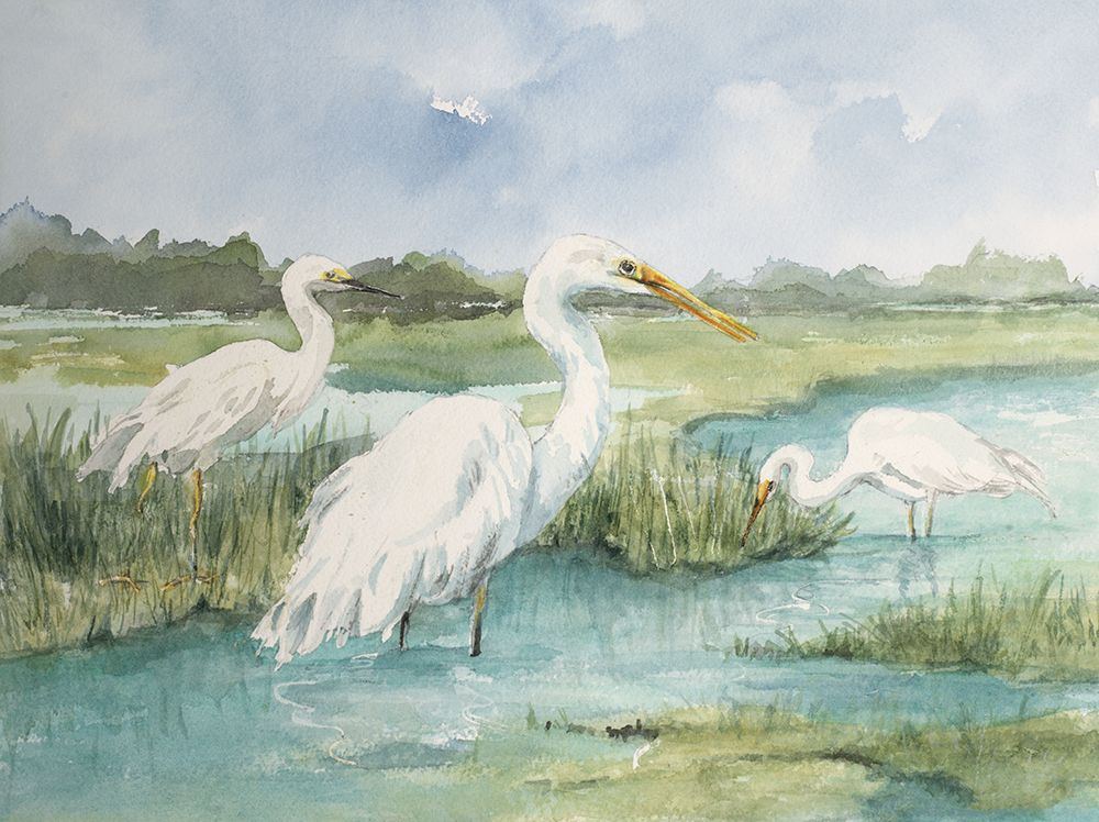 Egret Family Outing art print by Lanie Loreth for $57.95 CAD