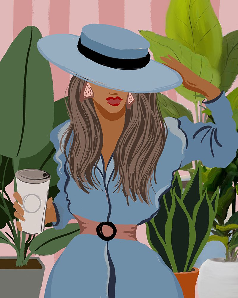 Monstera Woman In Blue art print by Elizabeth Medley for $57.95 CAD