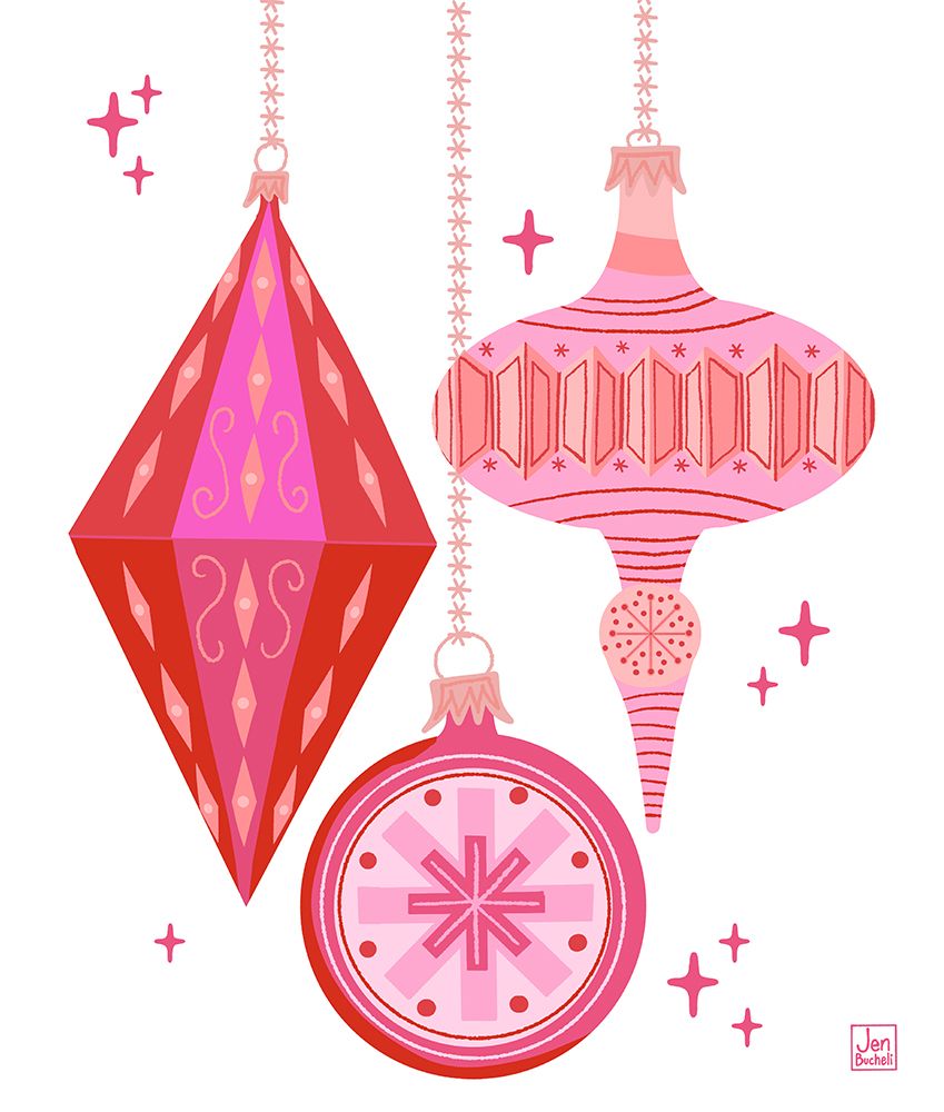 Mod Christmas Ornaments art print by Jen Bucheli for $57.95 CAD