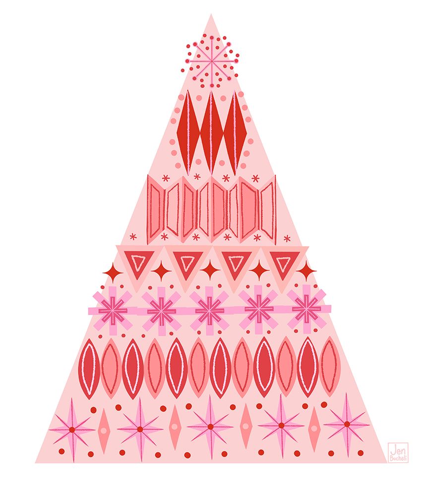 Christmas Pattern Tree art print by Jen Bucheli for $57.95 CAD