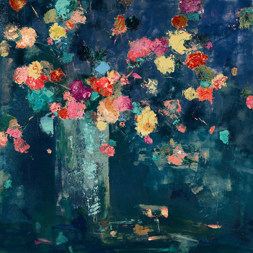 Vintage Floral On Dark Blue art print by Lorenzo Collective for $57.95 CAD