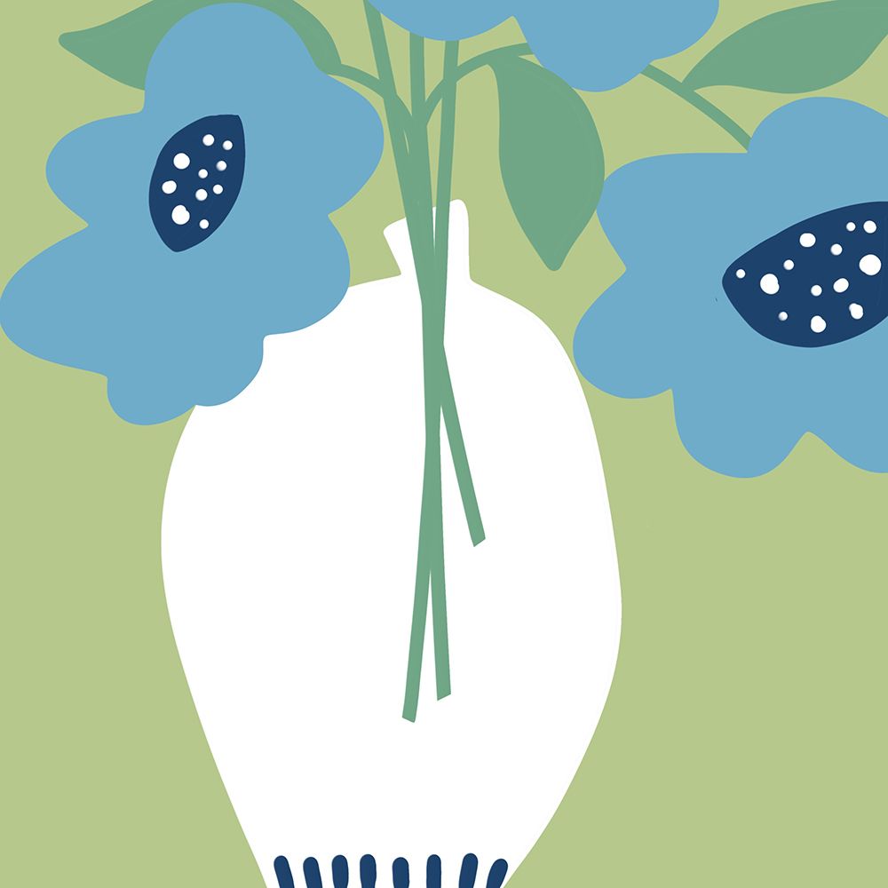 White Vase With Blue Flowers art print by Deidre Mosher for $57.95 CAD