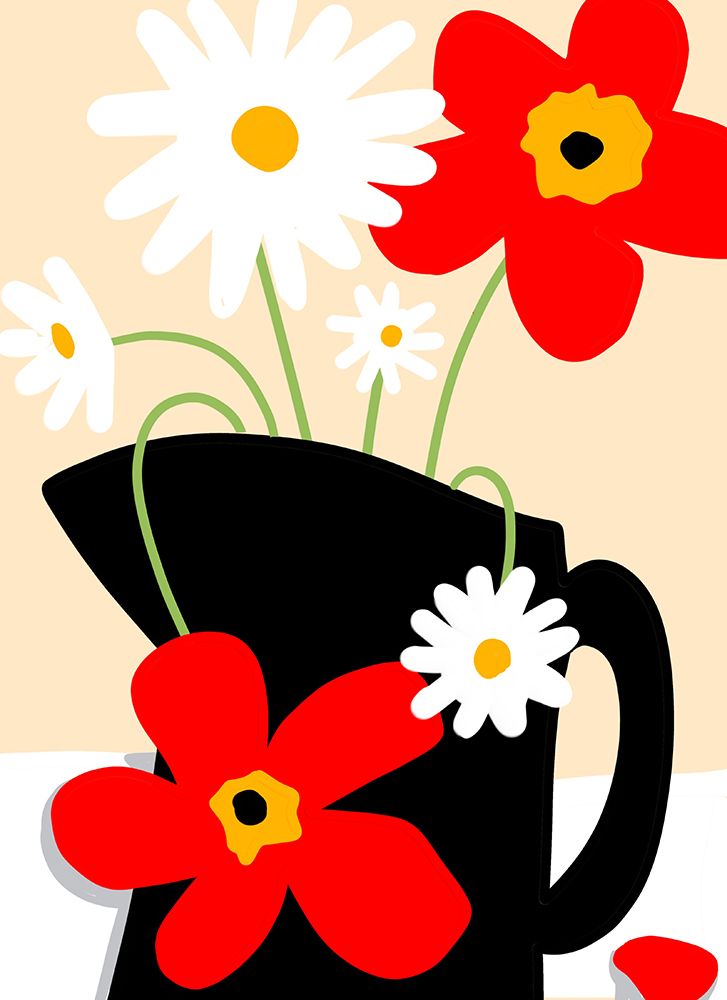 Red Flowers In Black Pitcher art print by Deidre Mosher for $57.95 CAD