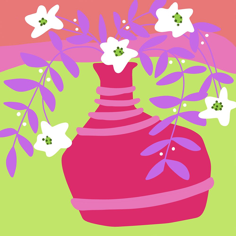 White Flowers In Red Vase art print by Deidre Mosher for $57.95 CAD
