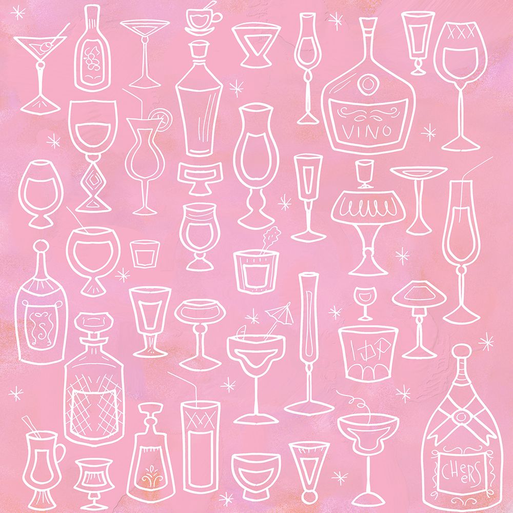 Pink Champagne Pattern art print by Deidre Mosher for $57.95 CAD