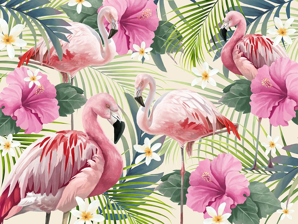 Flamingos and Flowers art print by Lucca Sheppard for $57.95 CAD