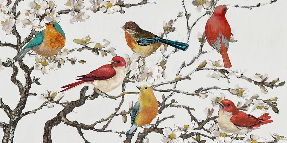 Birds On Cherry Blossoms I art print by Lorenzo Collective for $57.95 CAD