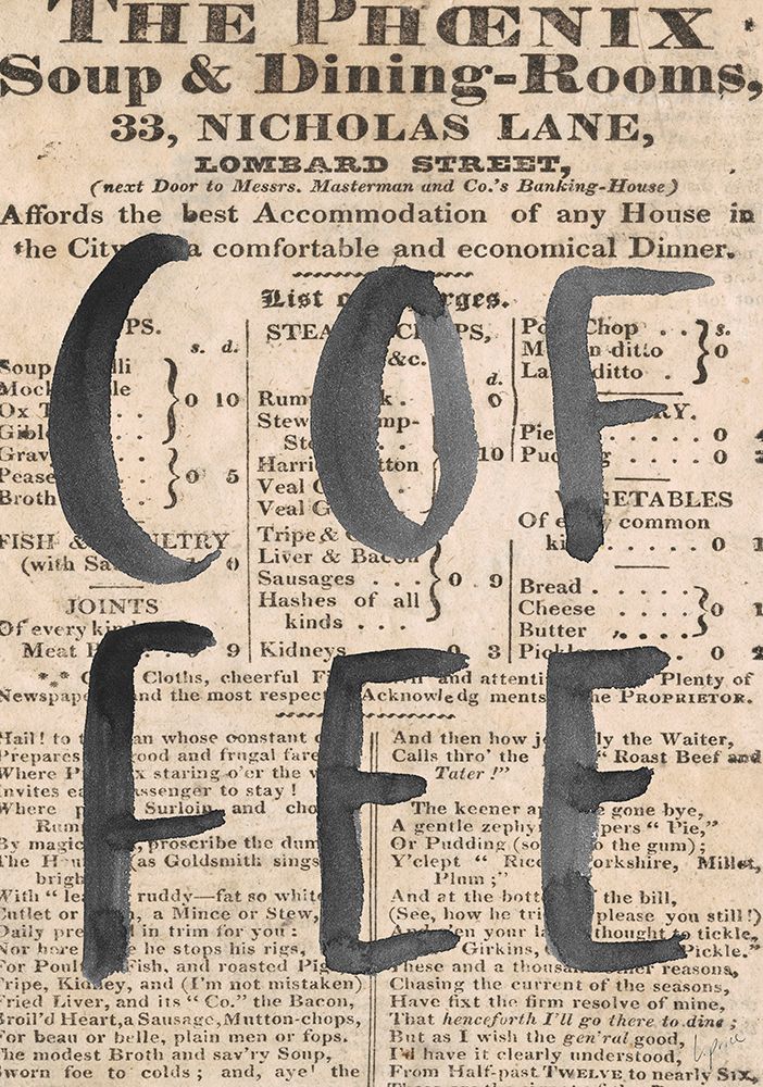 Coffee Newpaper art print by Lucille Price for $57.95 CAD