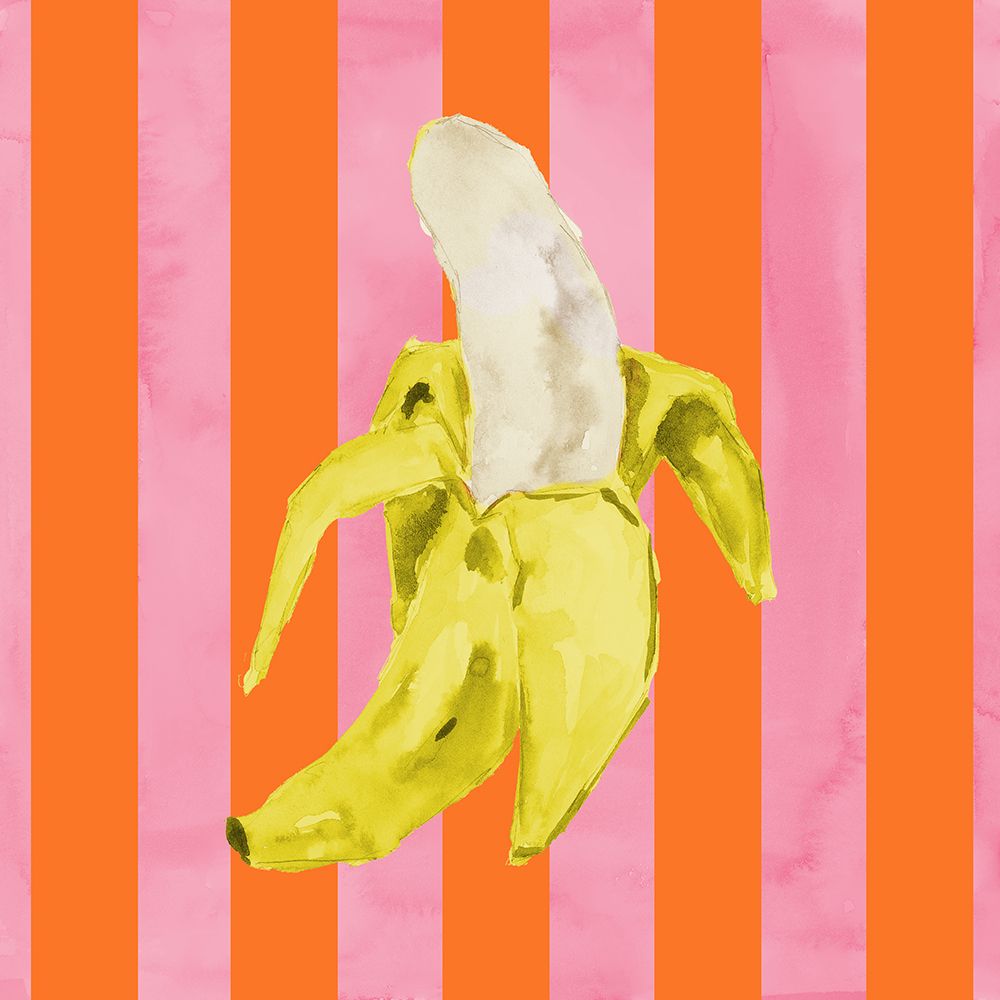 Banana On Orange Stripes art print by Lucille Price for $57.95 CAD