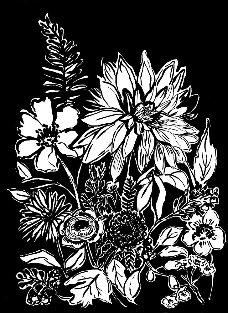 Garden Floral On Black art print by Sarah Jane for $57.95 CAD