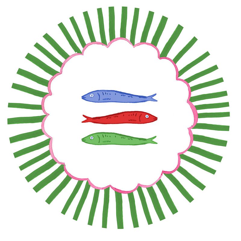 Three Sardines Green art print by Lucille Price for $57.95 CAD