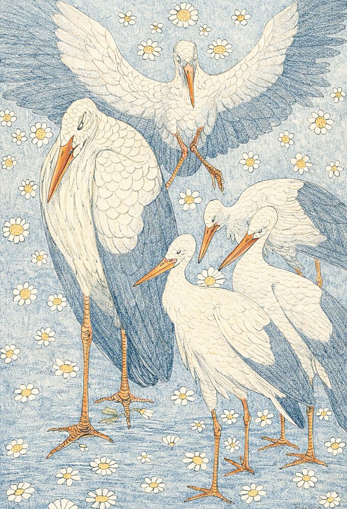 Stork Family art print by V. Larkspar for $57.95 CAD