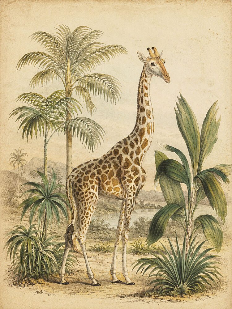 Vintage Giraffe art print by V. Larkspar for $57.95 CAD