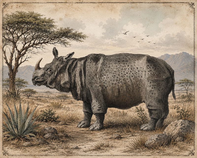 Vintage Rhino art print by V. Larkspar for $57.95 CAD