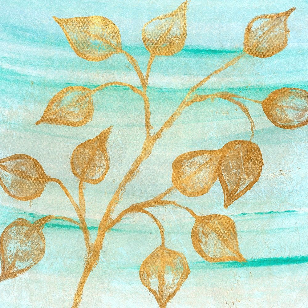 Gold Moment of Nature on Teal I art print by Michael Marcon for $57.95 CAD