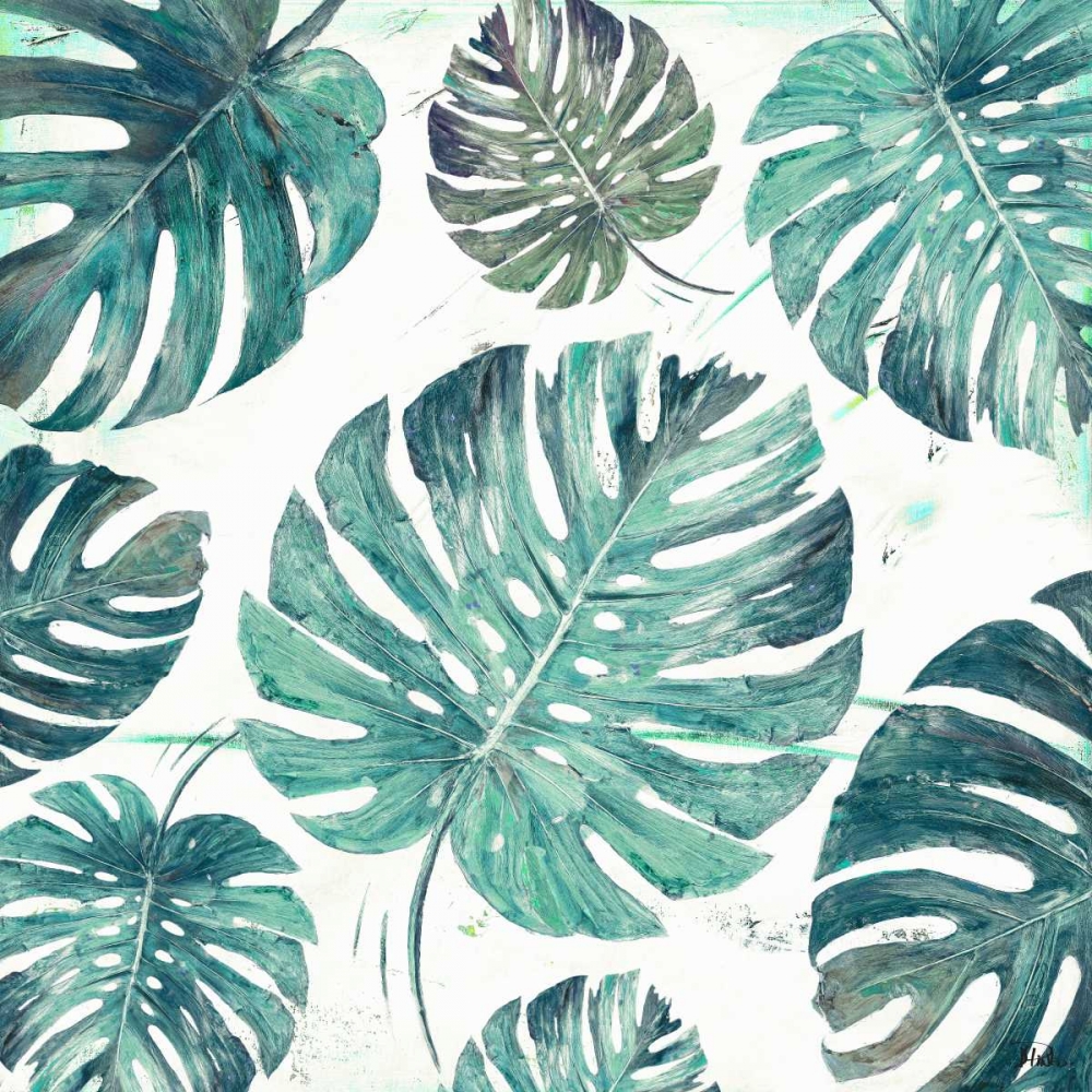 Organic Teal Leaves on Whte art print by Patricia Pinto for $57.95 CAD