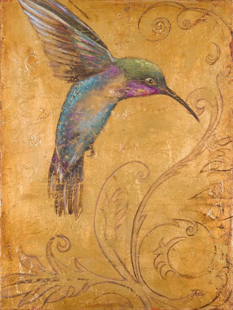 Golden Hummingbird I art print by Patricia Pinto for $57.95 CAD
