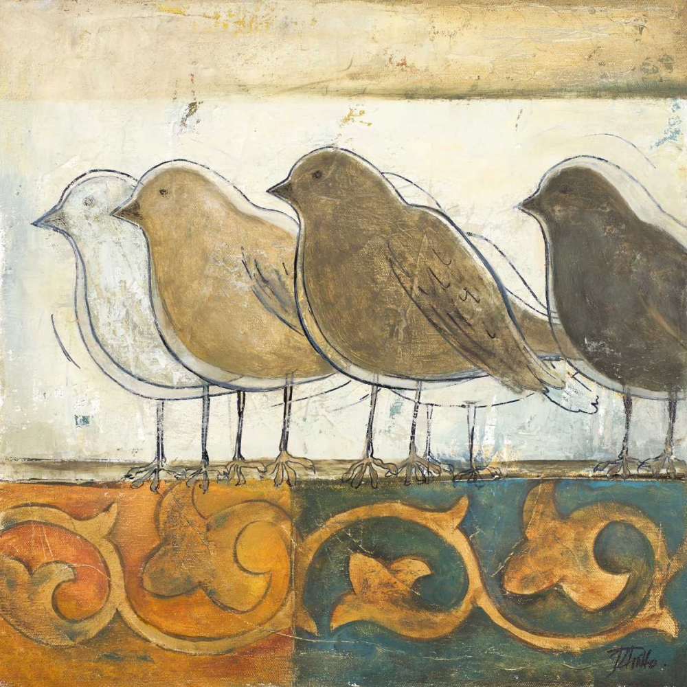Birds on Damask I art print by Patricia Pinto for $57.95 CAD