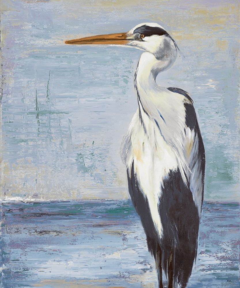 Blue Heron on Blue II art print by Patricia Pinto for $57.95 CAD