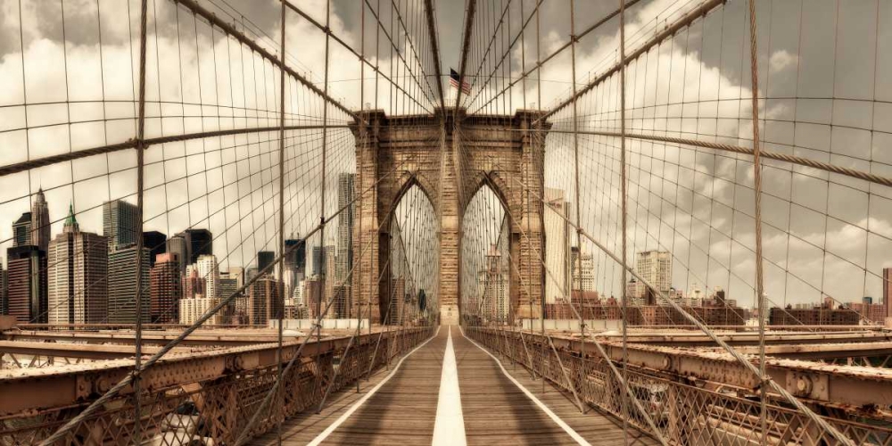 Brooklyn Bridge (sepia) art print by Shelley Lake for $57.95 CAD