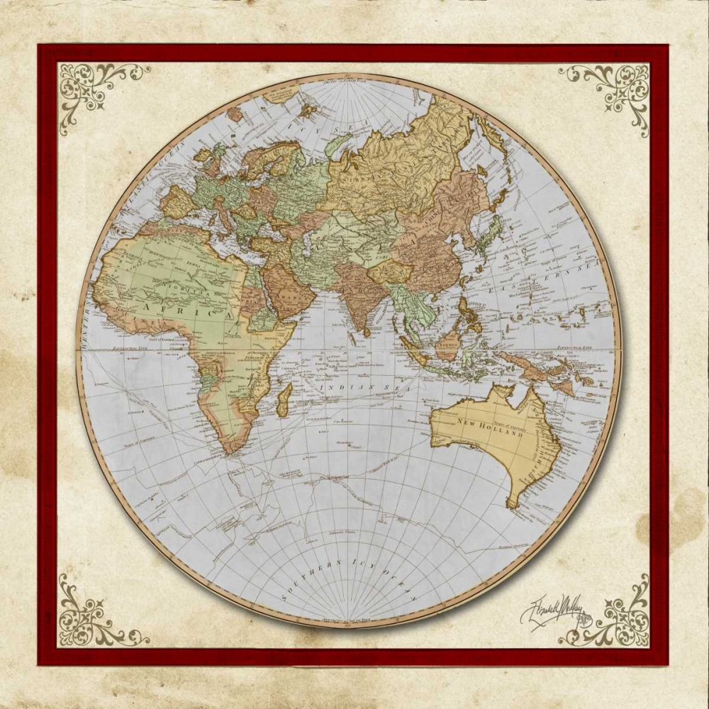 Red and Cream Map II art print by Elizabeth Medley for $57.95 CAD