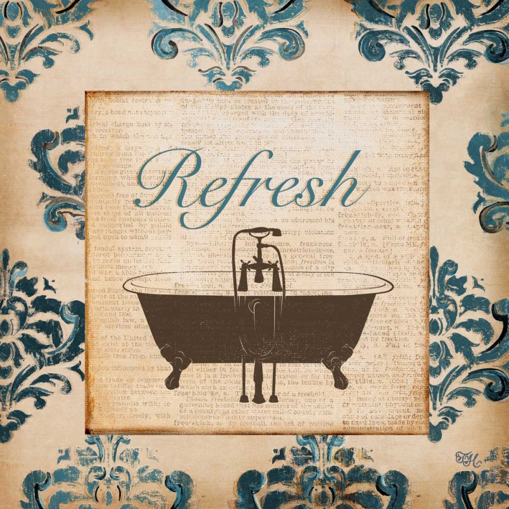 Vintage Blue Damask I art print by Tiffany Hakimipour for $57.95 CAD