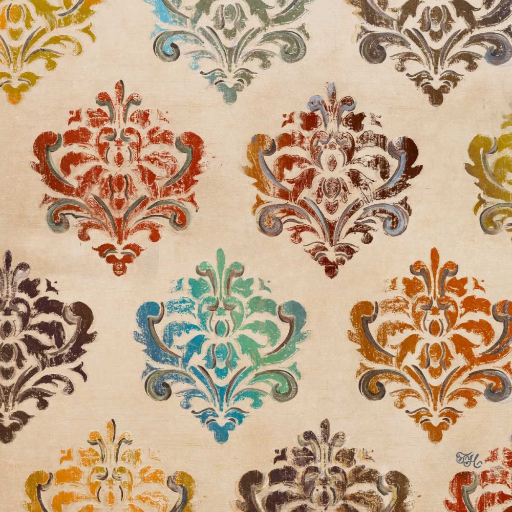 Colorful Damask Square I art print by Tiffany Hakimipour for $57.95 CAD