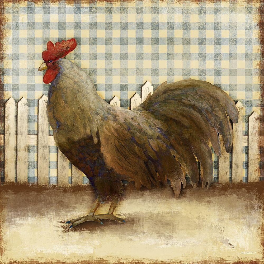 Rooster on Damask II art print by Dan Meneely for $57.95 CAD