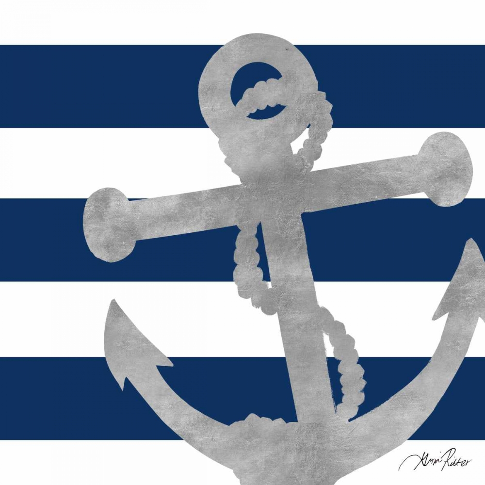 Silver Coastal on Blue Stripe I art print by Gina Ritter for $57.95 CAD