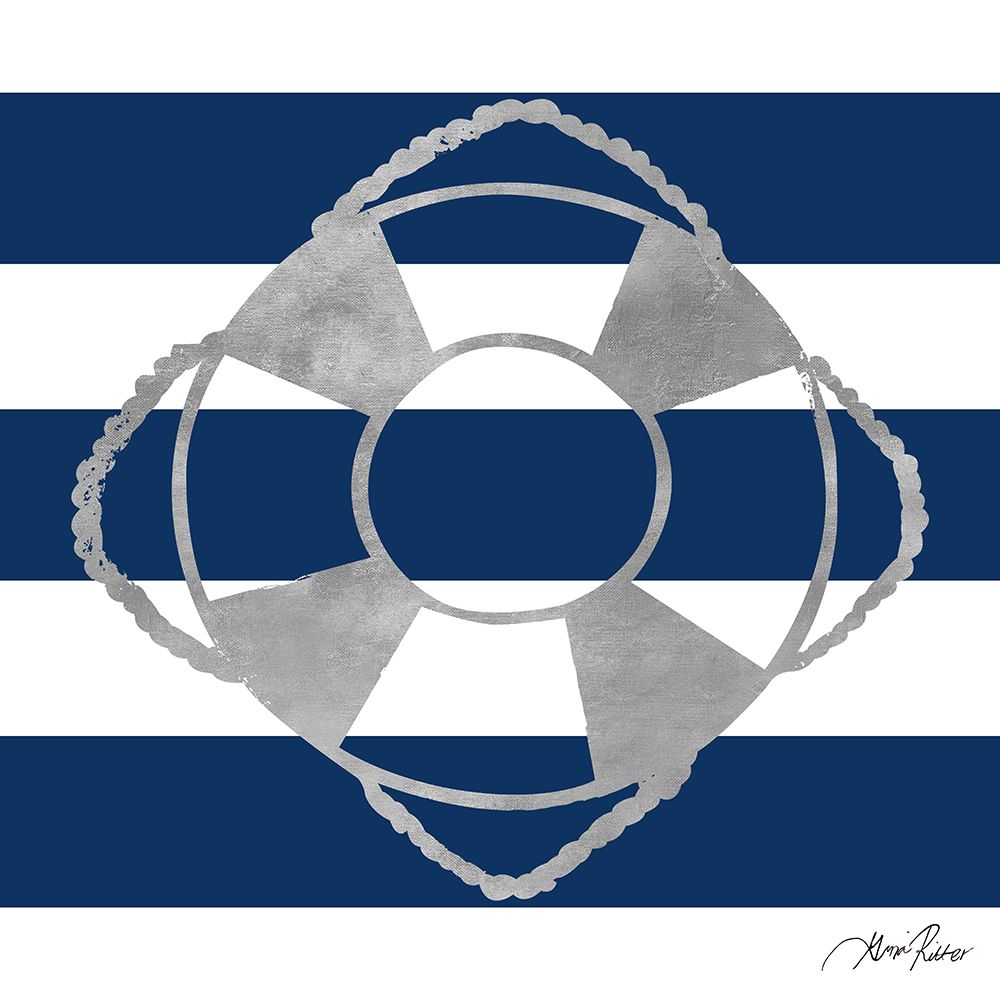 Silver Coastal on Blue Stripe IV art print by Gina Ritter for $57.95 CAD