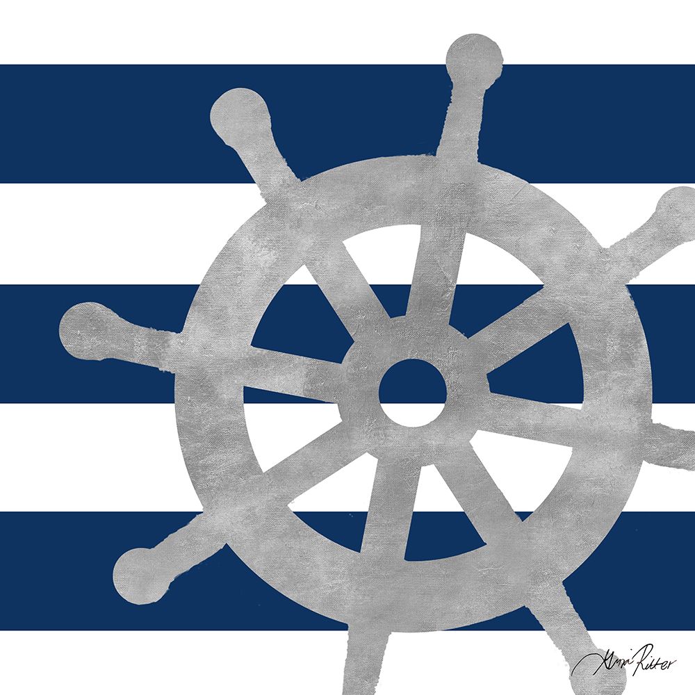 Silver Coastal on Blue Stripe III art print by Gina Ritter for $57.95 CAD
