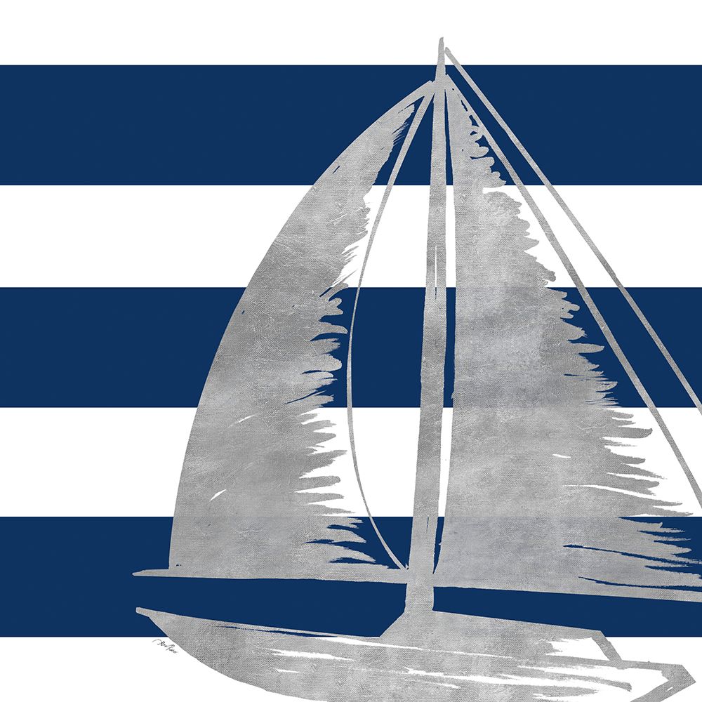 Silver Coastal on Blue Stripe IV art print by Gina Ritter for $57.95 CAD