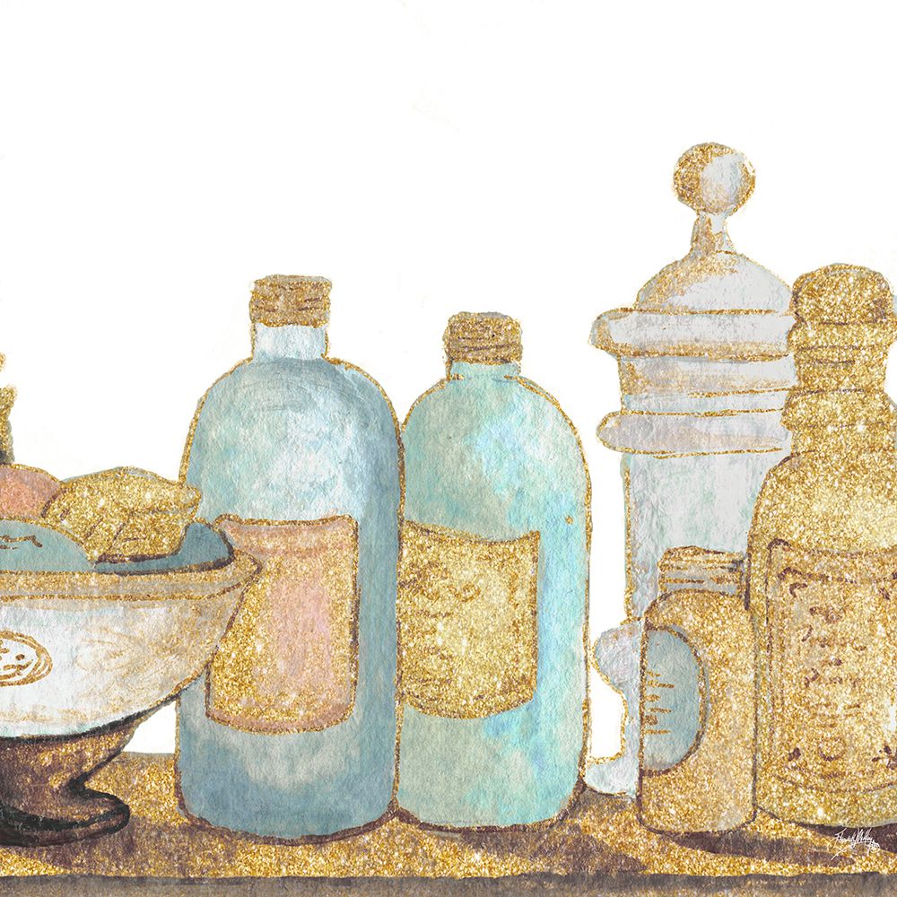Gold Bath Accessories I art print by Elizabeth Medley for $57.95 CAD
