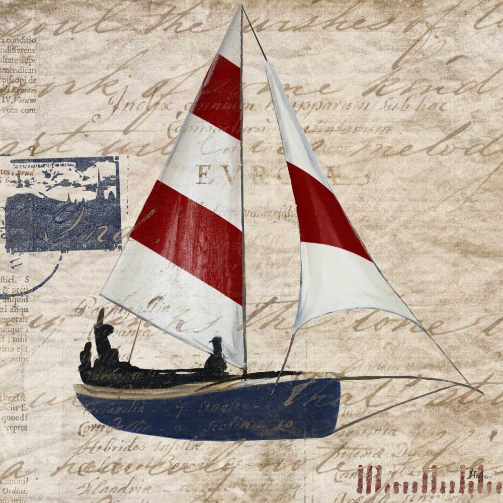 Sailing Stamp Border I art print by Patricia Pinto for $57.95 CAD