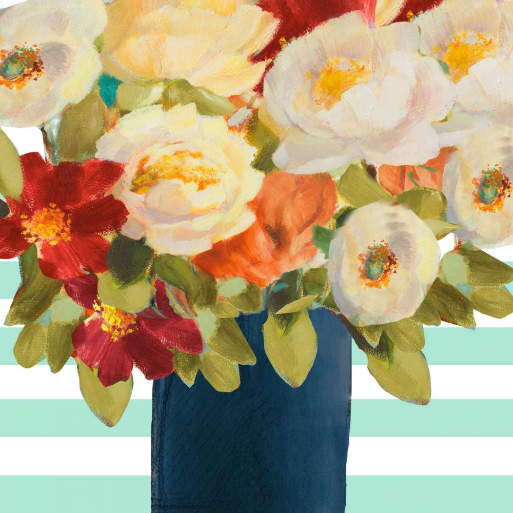 Flowers on Stripes I art print by Lanie Loreth for $57.95 CAD