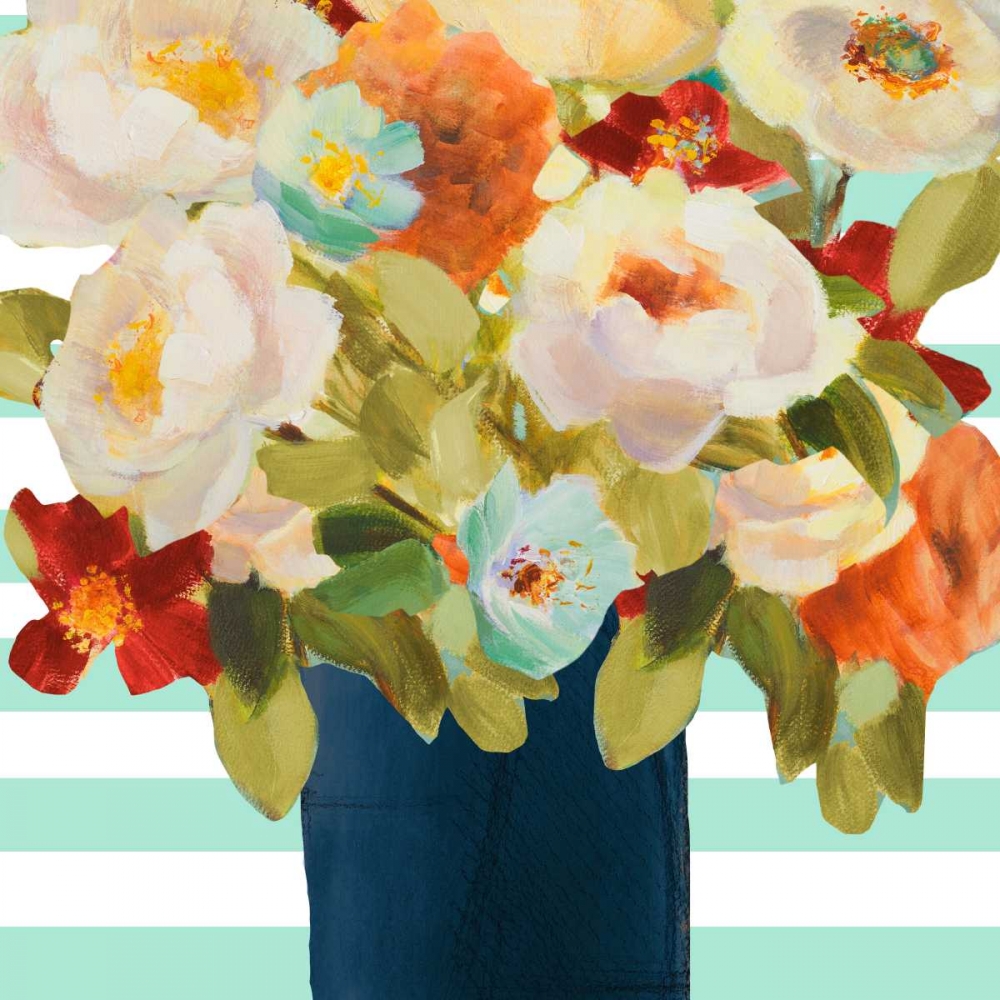 Flowers on Stripes II art print by Lanie Loreth for $57.95 CAD