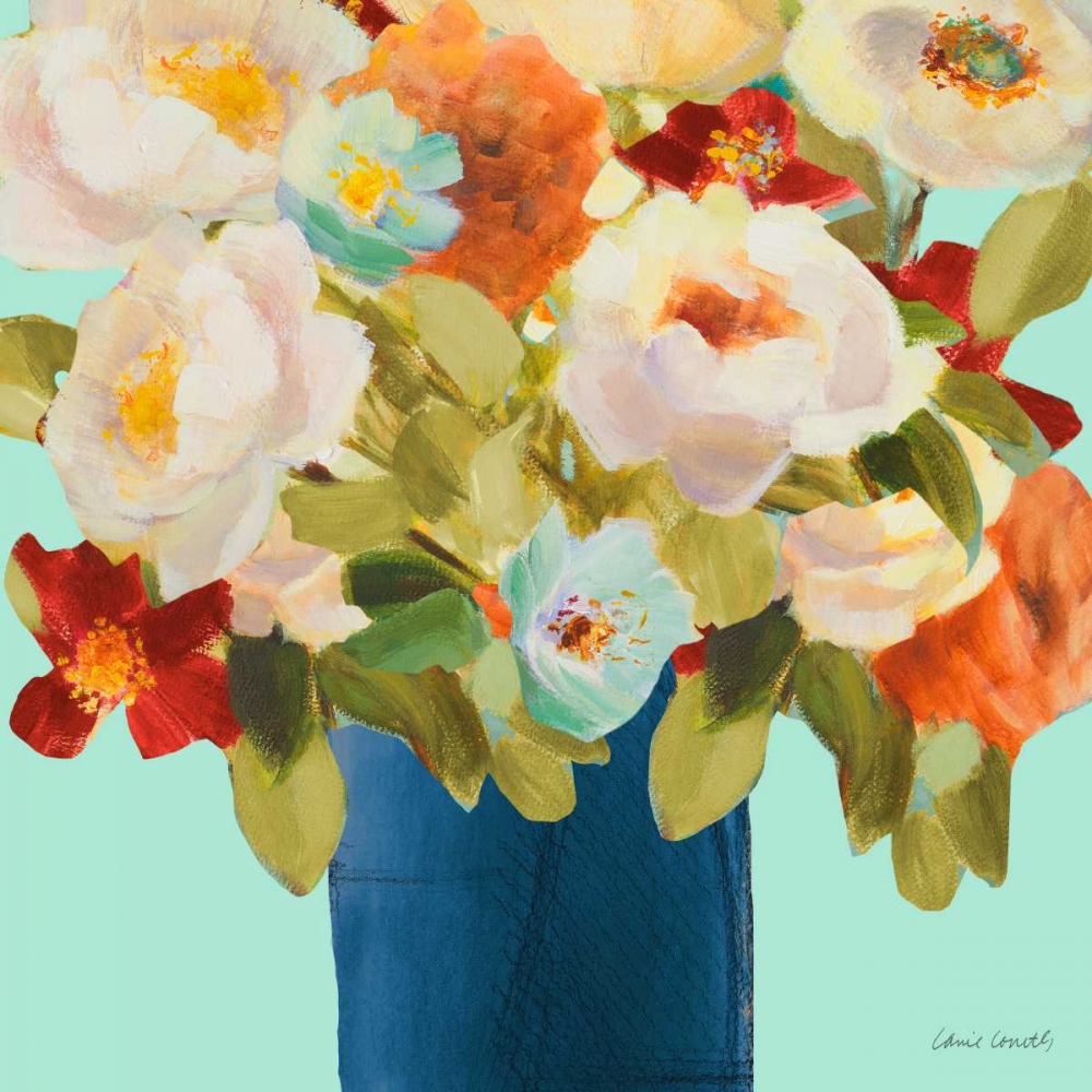 Flower Arrangement on Teal II art print by Lanie Loreth for $57.95 CAD