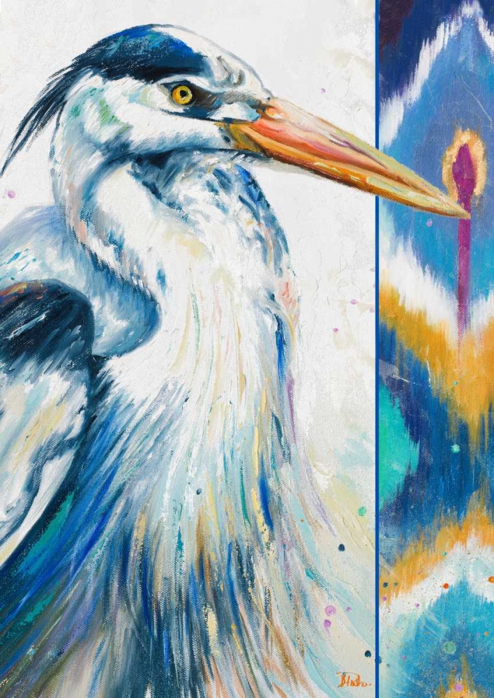 Blue Heron Ikat I art print by Patricia Pinto for $57.95 CAD