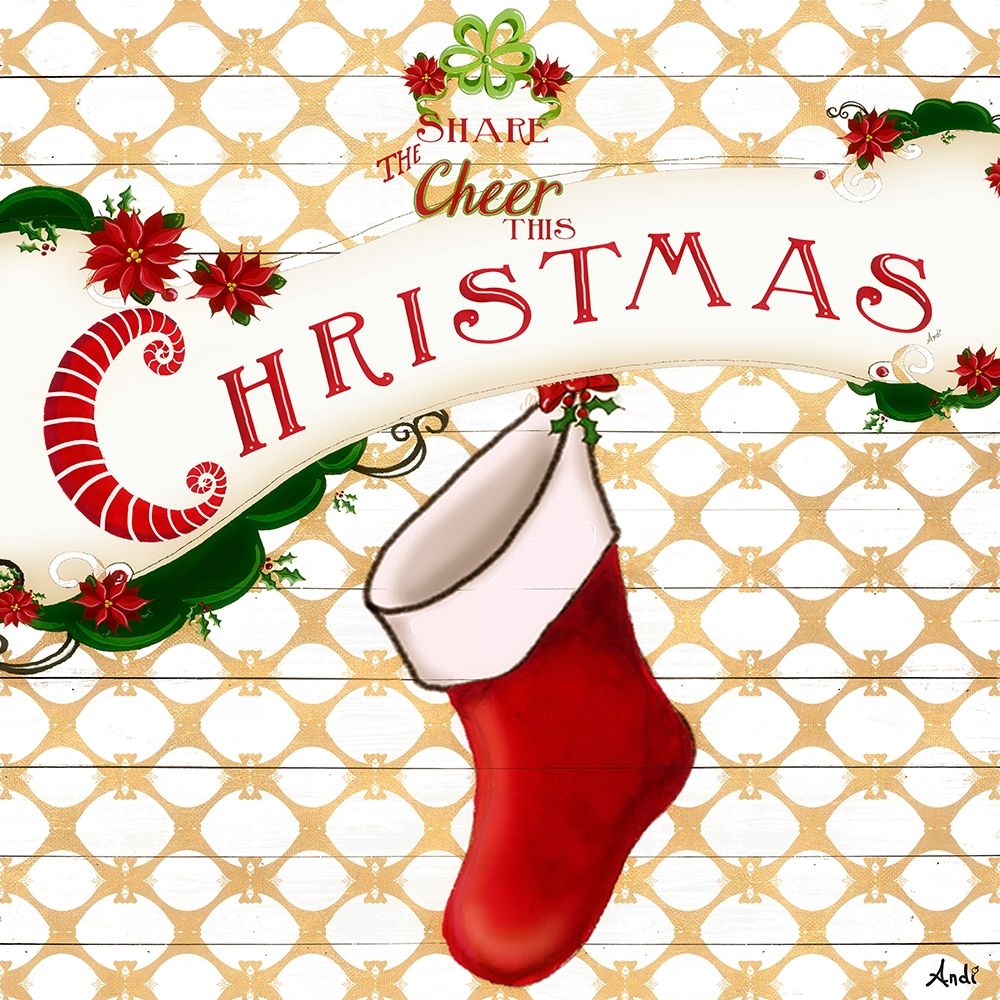 Gold Christmas Cheer I art print by Andi Metz for $57.95 CAD