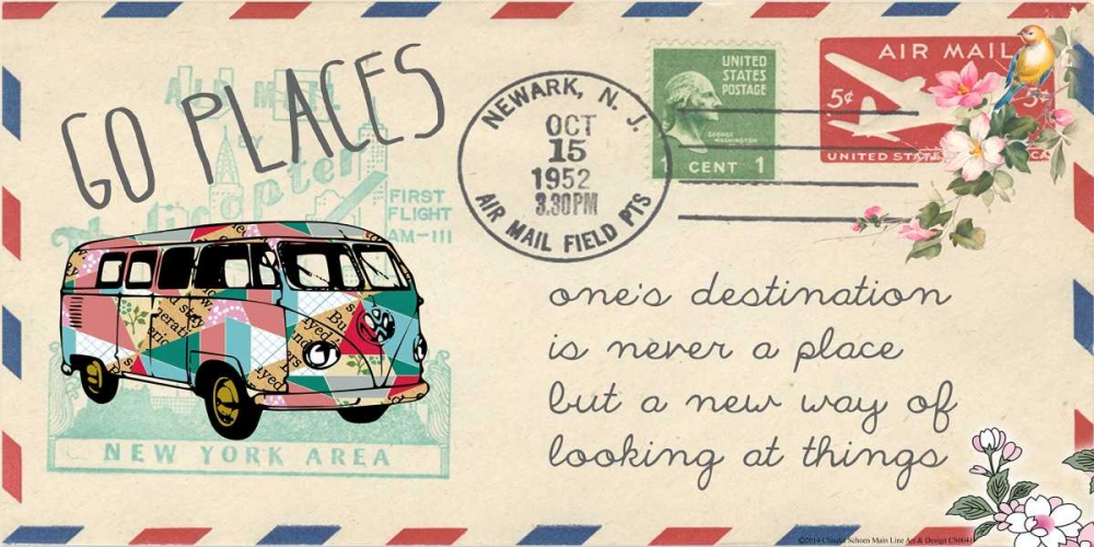 Go places bus air mail art print by Claudia Schoen for $57.95 CAD