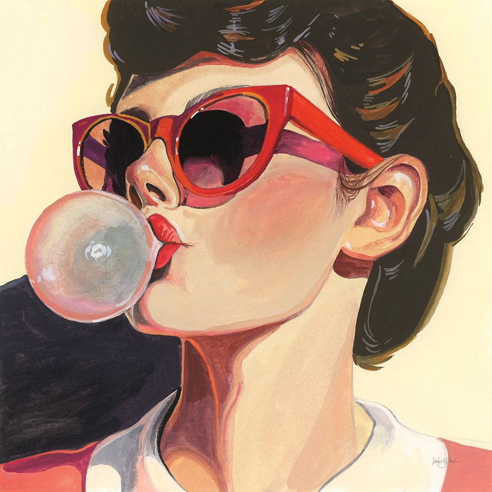 Retro Bubblegum Girl art print by Kate Jarvik Birch for $57.95 CAD
