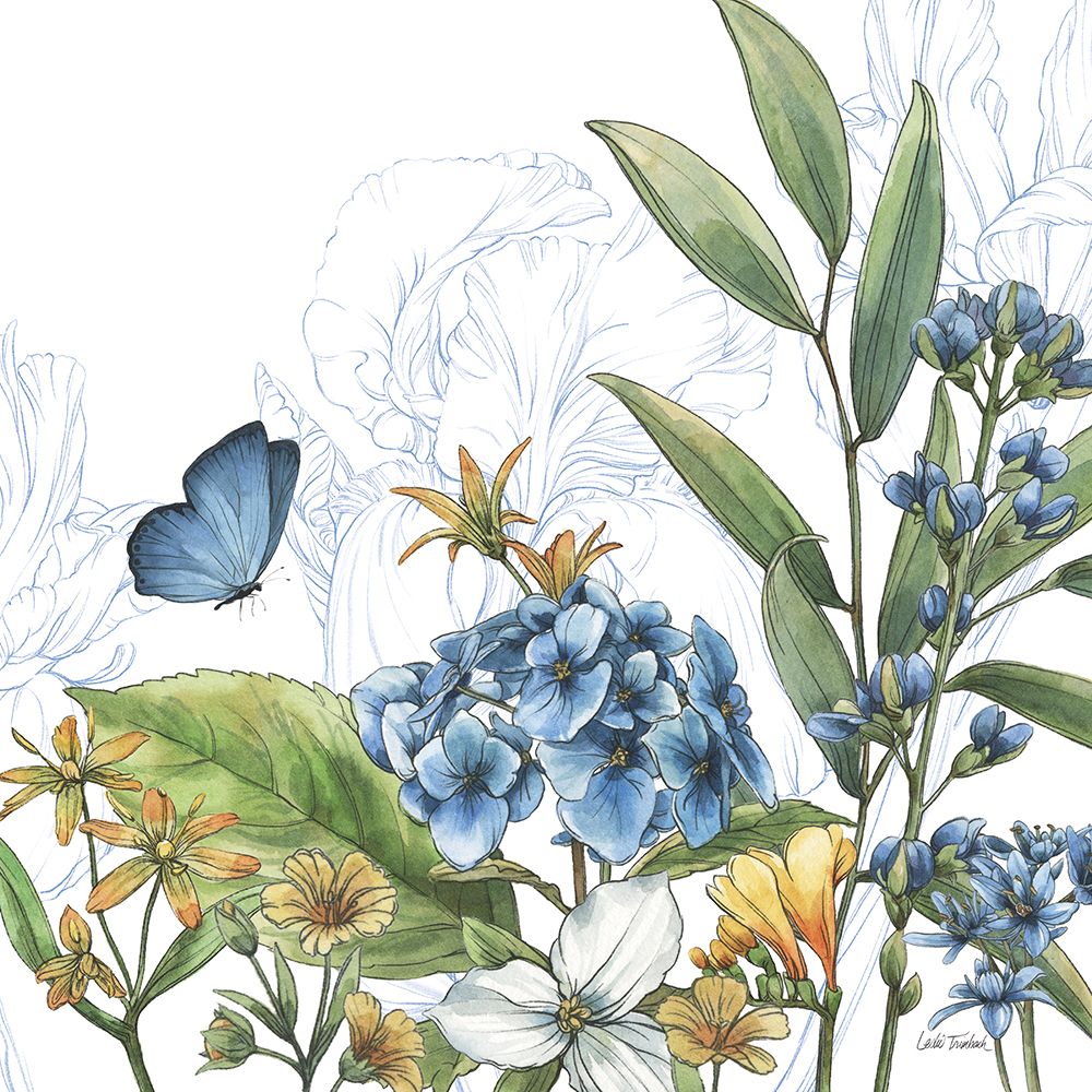 Blue Botanica III art print by Leslie Trimbach for $57.95 CAD