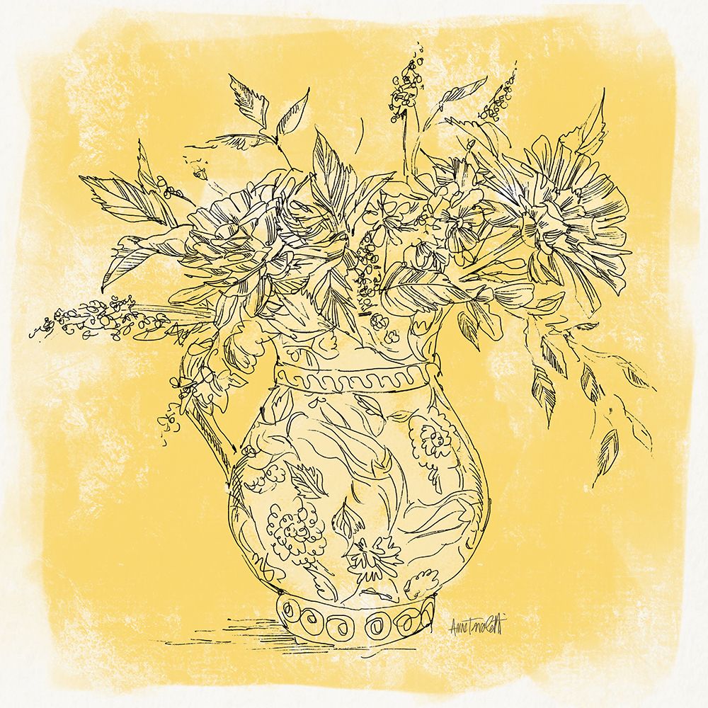 Zinnias in Pitcher Sketch art print by Anne Tavoletti for $57.95 CAD