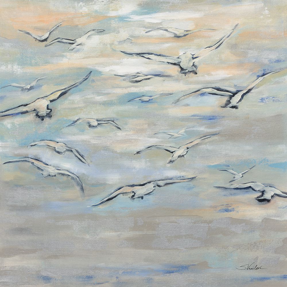 Birds and Wispy Clouds art print by Silvia Vassileva for $57.95 CAD