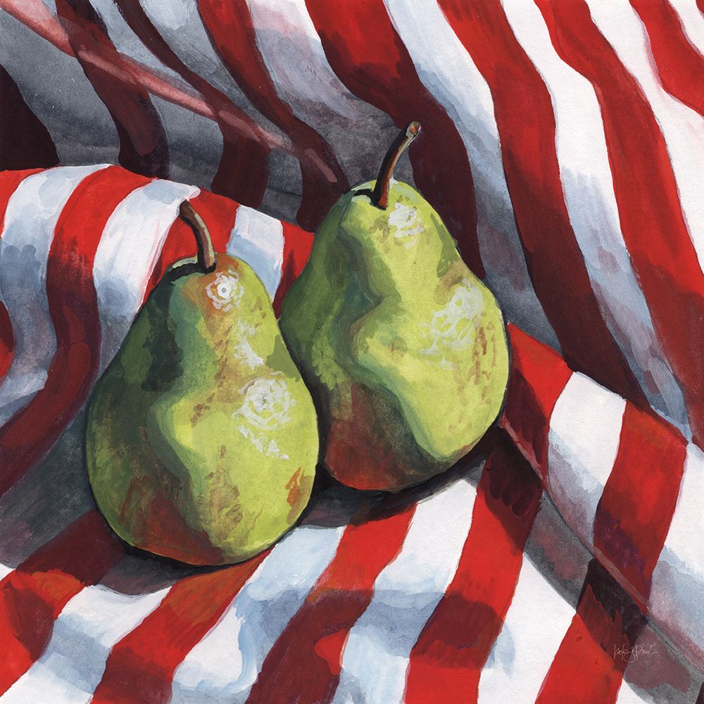 Two Pears on a Striped Cloth art print by Kate Jarvik Birch for $57.95 CAD