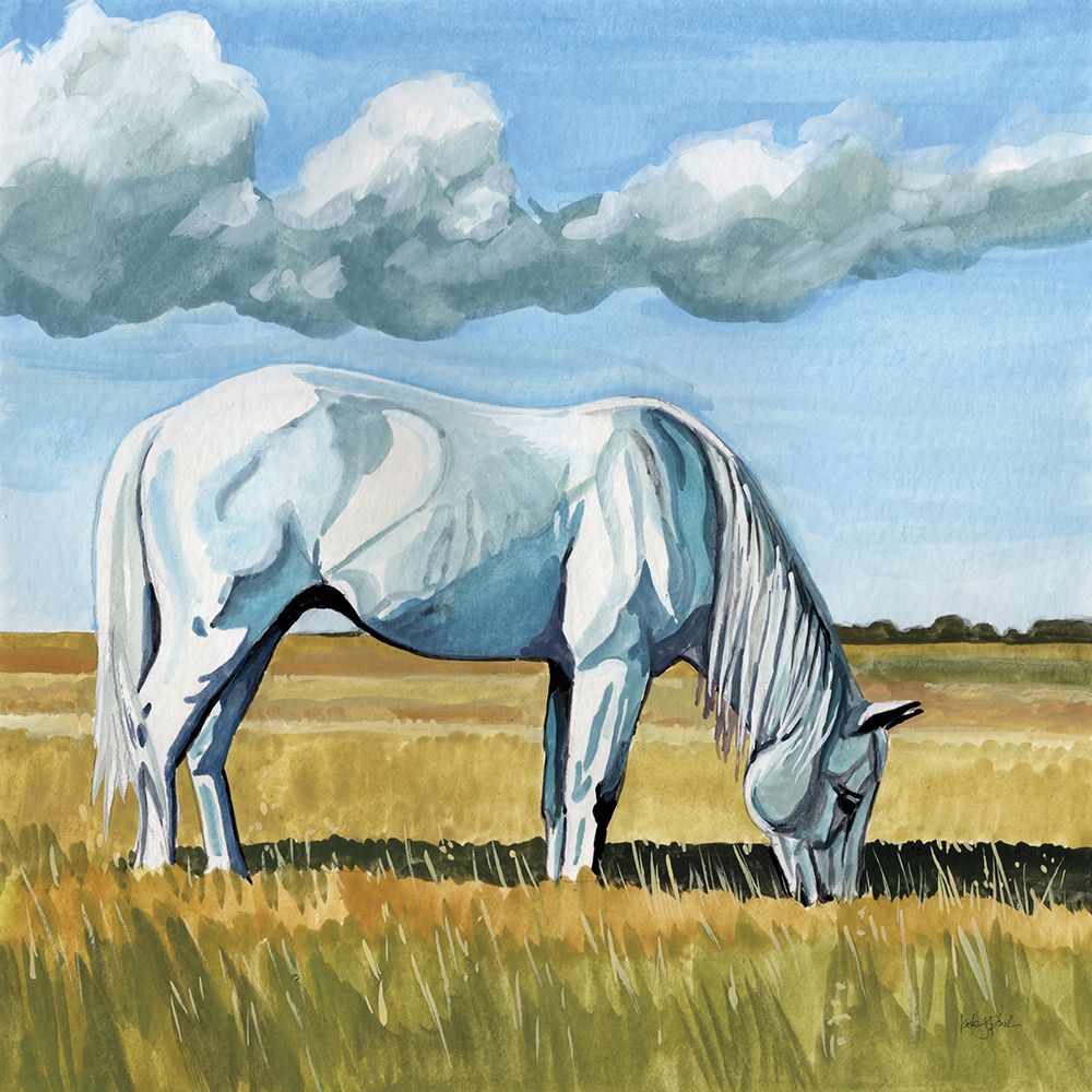 White Horse Grazing art print by Kate Jarvik Birch for $57.95 CAD