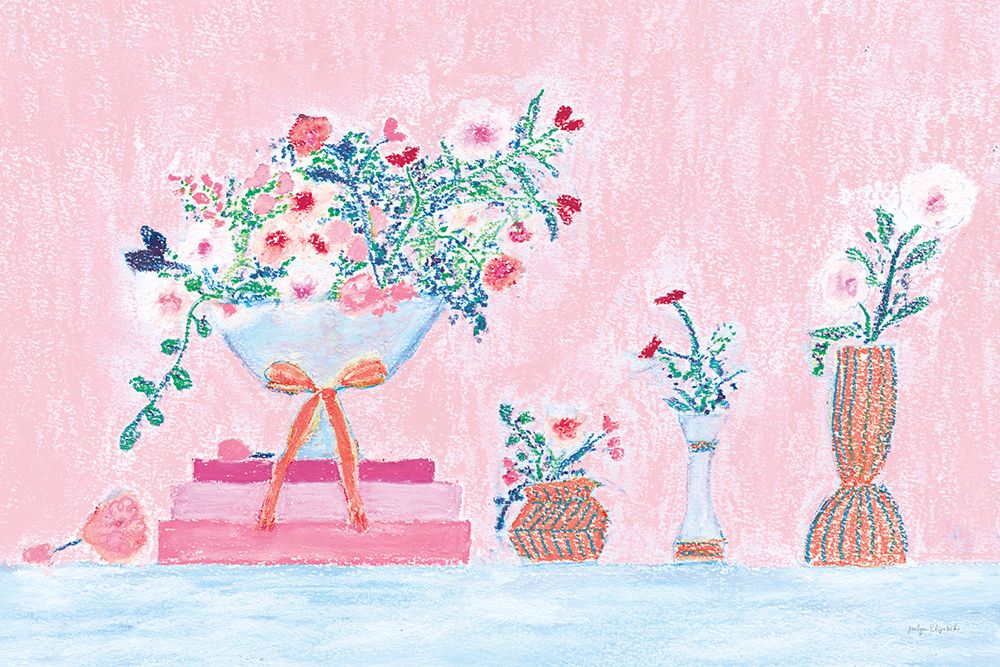 Flower Vases and Books Pink art print by Jocelyn Elizabeth for $57.95 CAD