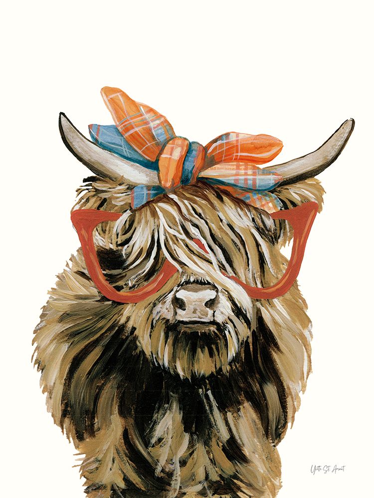 Preppy Fall Highland Cow art print by Yvette St. Amant for $57.95 CAD