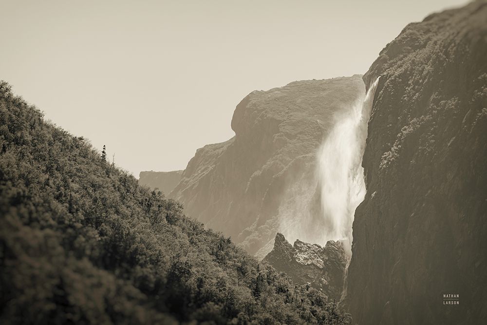 Western Brook Pond Falls Sepia art print by Nathan Larson for $57.95 CAD